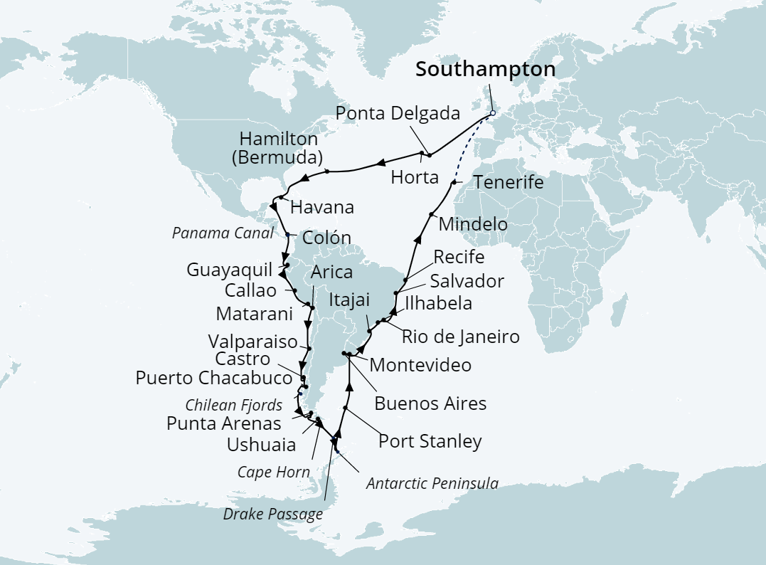 south america cruise map