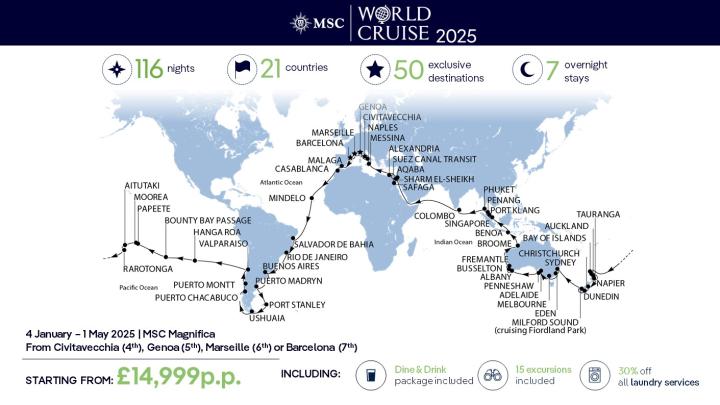 oceania 2025 world cruise itinerary